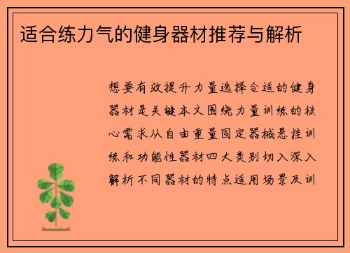 适合练力气的健身器材推荐与解析